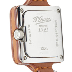 グッチ 腕時計 130.5 クオーツ ホワイト文字盤 ステンレススチール レザー レディース GUCCI 【中古】