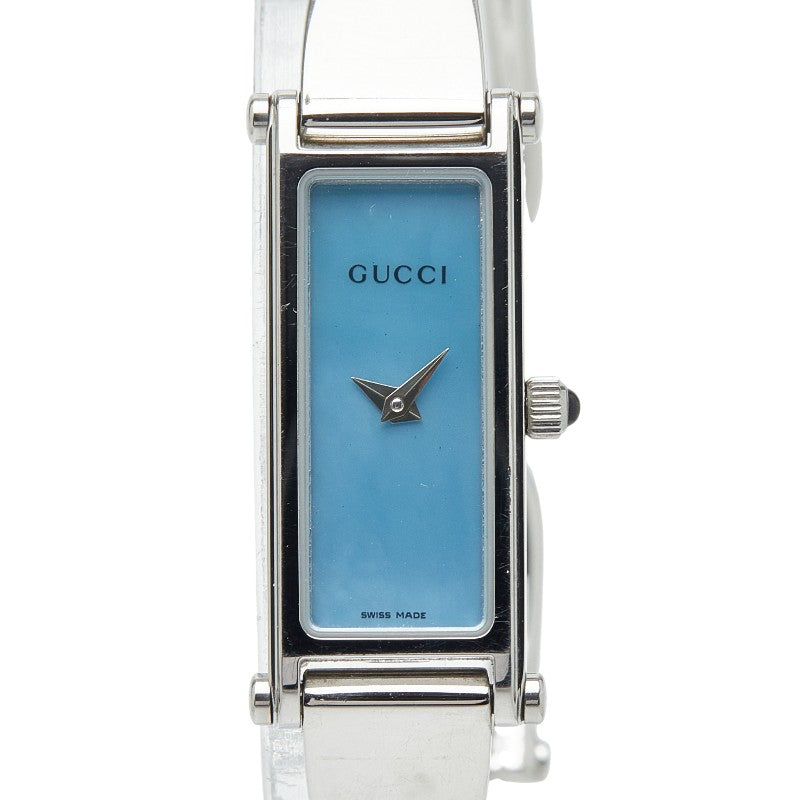 グッチ シェル文字盤(ブルー) 腕時計 バングルウォッチ 1500L クオーツ ステンレススチール レディース GUCCI 【中古】