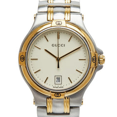 グッチ 腕時計 9040M クオーツ ベージュ文字盤 ステンレススチール メッキ メンズ GUCCI 【中古】