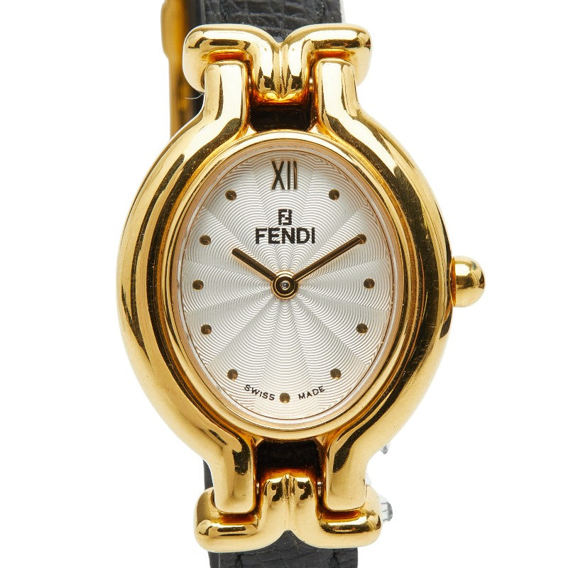 フェンディ チェンジベルト カメレオン 腕時計 640L クオーツ シルバー文字盤 メッキ レザー レディース FENDI 【中古】