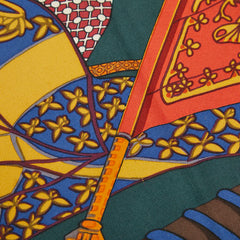 エルメス カレ90 Etendards et Bonnieres 旗 スカーフ グリーン マルチカラー シルク レディース HERMES 【中古】