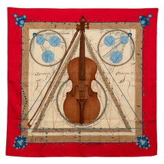 エルメス カレ90 La Musique des spheres 球体が奏でる音楽 スカーフ レッド マルチカラー シルク レディース HERMES 【中古】