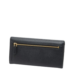 プラダ ロゴ 長財布 1M1132 ブラック ピンク サフィアーノレザー レディース PRADA 【中古】