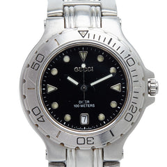 グッチ 腕時計 ダイバー型 9750M クオーツ ブラック文字盤 ステンレススチール メンズ GUCCI 【中古】