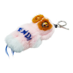 フェンディ ピロ ポンポンチャーム チャーム バッグチャーム キーホルダー ピンク マルチカラー ファー レザー レディース FENDI 【中古】