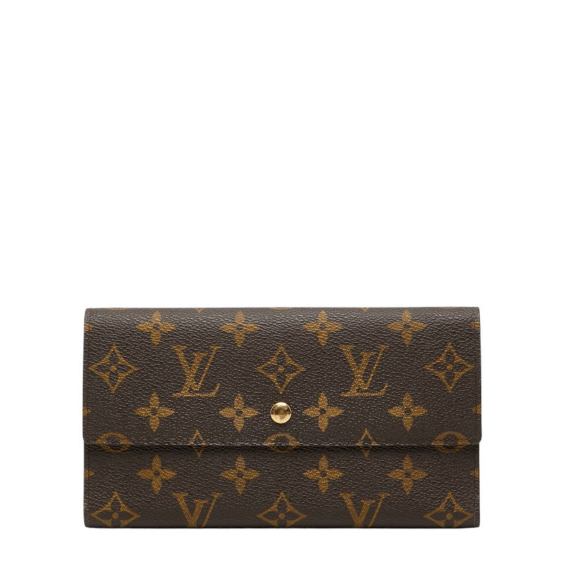 ルイ ヴィトン モノグラム ポルト トレゾール インターナショナル 長財布 M61215 ブラウン PVC レザー レディース LOUIS VUITTON 【中古】