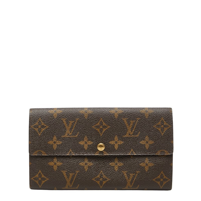 ルイ ヴィトン モノグラム ポシェット ポルト モネ クレディ 長財布 M61725 ブラウン PVC レザー レディース LOUIS VUITTON 【中古】