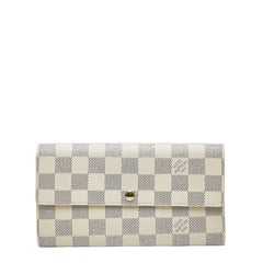 ルイ ヴィトン ダミエ アズール ポルトフォイユ サラ 長財布 N61735 ホワイト PVC レザー レディース LOUIS VUITTON 【中古】