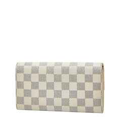 ルイ ヴィトン ダミエ アズール ポルトフォイユ サラ 長財布 N61735 ホワイト PVC レザー レディース LOUIS VUITTON 【中古】