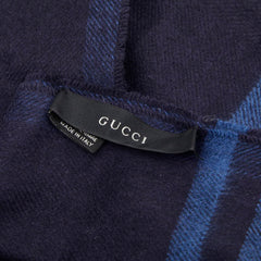 グッチ マフラー ネイビー ブルー シルク カシミヤ レディース GUCCI 【中古】