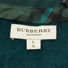バーバリー Vネック ニットセーター サイズL グリーン カシミヤ シルク レディース BURBERRY 【中古】