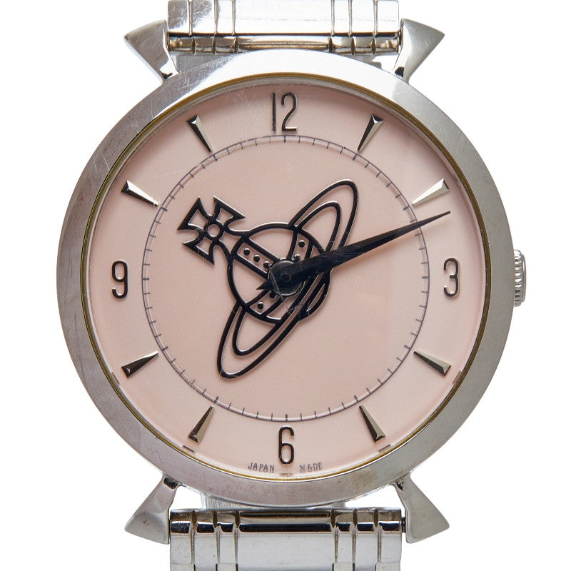ヴィヴィアンウエストウッド 腕時計 クオーツ ピンク文字盤 ステンレススチール レディース Vivienne Westwood 【中古】