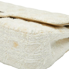 シャネル ココマーク マトラッセ ダブルフラップ チェーン ショルダーバッグ ホワイト ツイード レザー レディース CHANEL 【中古】