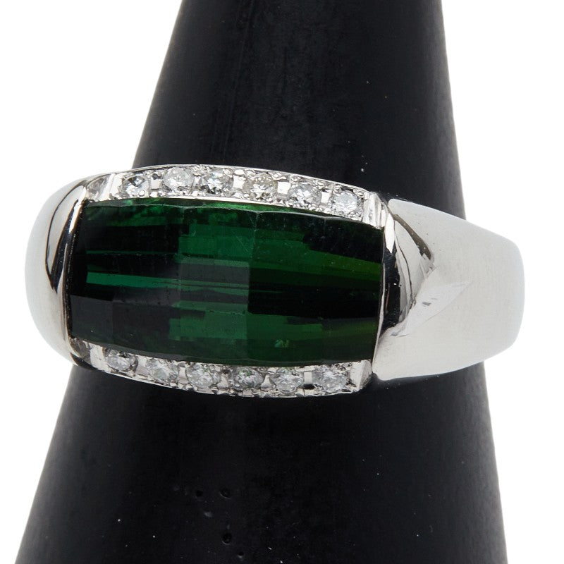 Pt900 プラチナ トルマリン3.22ct ダイヤ0.15ct リング 指輪 レディース 12号 【中古】