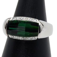 Pt900 プラチナ トルマリン3.22ct ダイヤ0.15ct リング 指輪 レディース 12号 【中古】