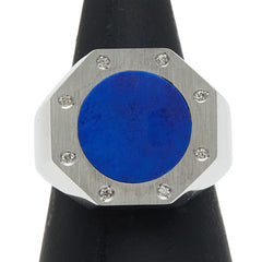 K18WG ホワイトゴールド ラピスラズリ ダイヤ0.06ct リング 指輪 レディース 16.5号 【中古】