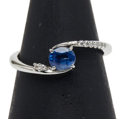 Pt900 プラチナ サファイア0.54ct ダイヤ0.04ct リング 指輪 レディース 12号 【中古】