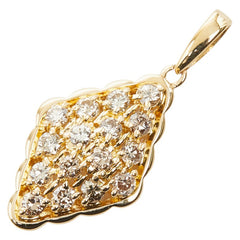K18YG イエローゴールド ダイヤ0.52ct ダイヤ型モチーフ ペンダントトップ ネックレス レディース 【中古】