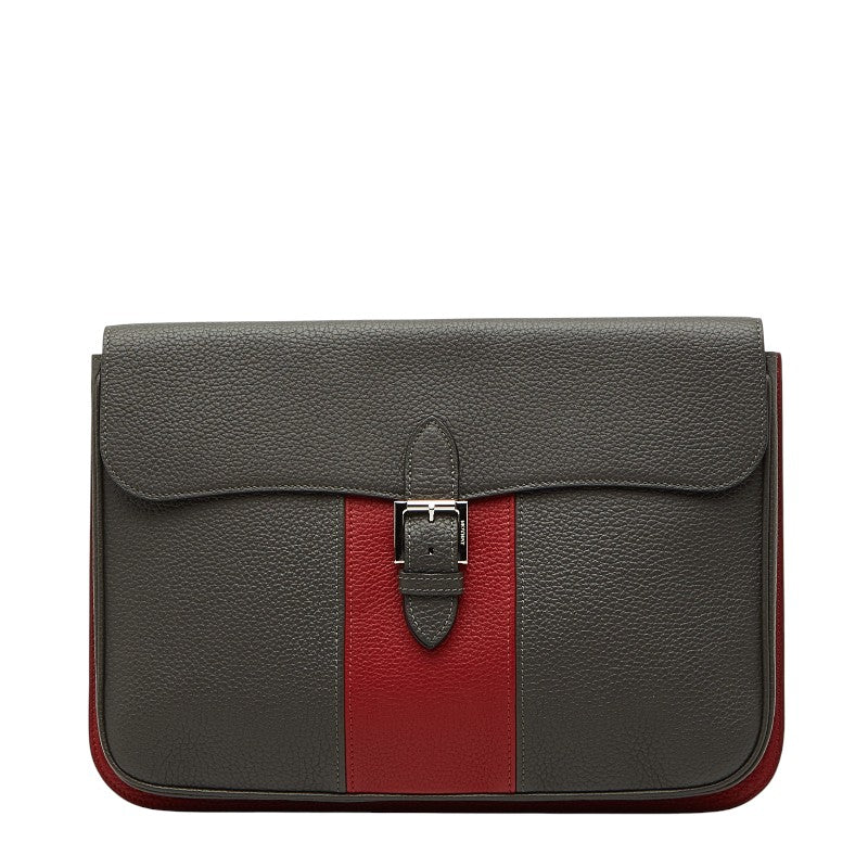 MOYNAT モワナ クラッチバッグ セカンドバッグ カーキ レッド レザー メンズ 【中古】