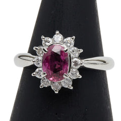 Pt900 プラチナ ルビー0.93ct ダイヤ0.38ct リング 指輪 レディース 11号 【中古】