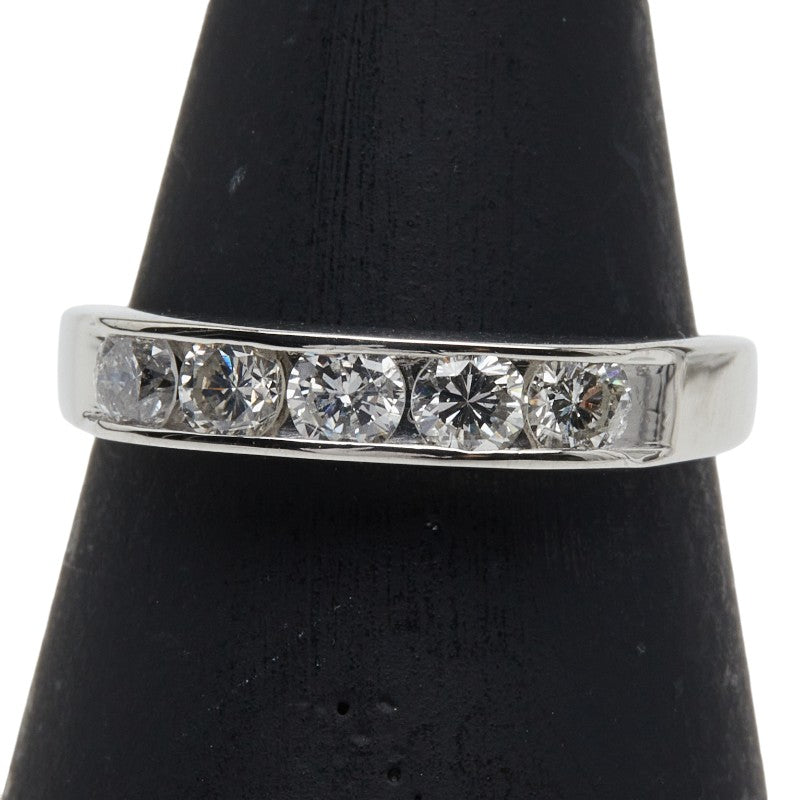 Pt900 プラチナ ダイヤ0.55ct 一文字リング 指輪 レディース 10号 【中古】