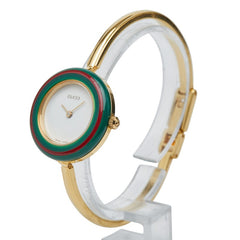グッチ チェンジベゼル 腕時計 11/12.2 クオーツ ホワイト文字盤 メッキ レディース GUCCI 【中古】