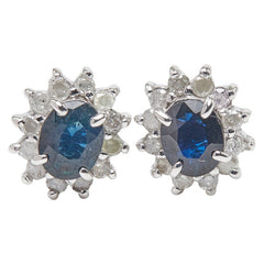 K14WG ホワイトゴールド サファイア ダイヤ0.26ct ピアス レディース 【中古】