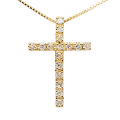 K18YG イエローゴールド ダイヤ0.20ct クロスモチーフ ネックレス レディース 【中古】