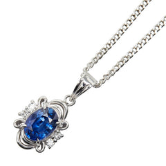 Pt900 プラチナ Pt850 プラチナ サファイア ダイヤ ペンダントネックレス レディース 【中古】