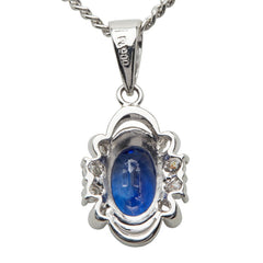 Pt900 プラチナ Pt850 プラチナ サファイア ダイヤ ペンダントネックレス レディース 【中古】