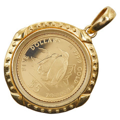 K18YG イエローゴールド K24IG インゴット クック諸島 ペンギン5ドル金貨 1/20oz 1994年 ペンダントトップ レディース 【中古】