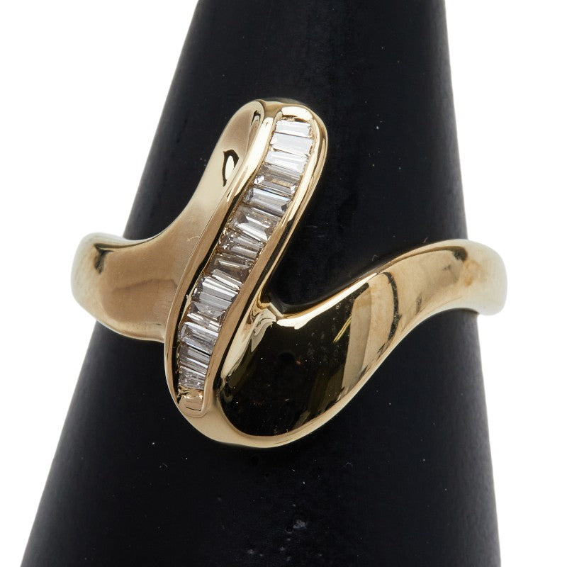 K18YG イエローゴールド ダイヤ0.16ct リング 指輪 レディース 13.5号 【中古】