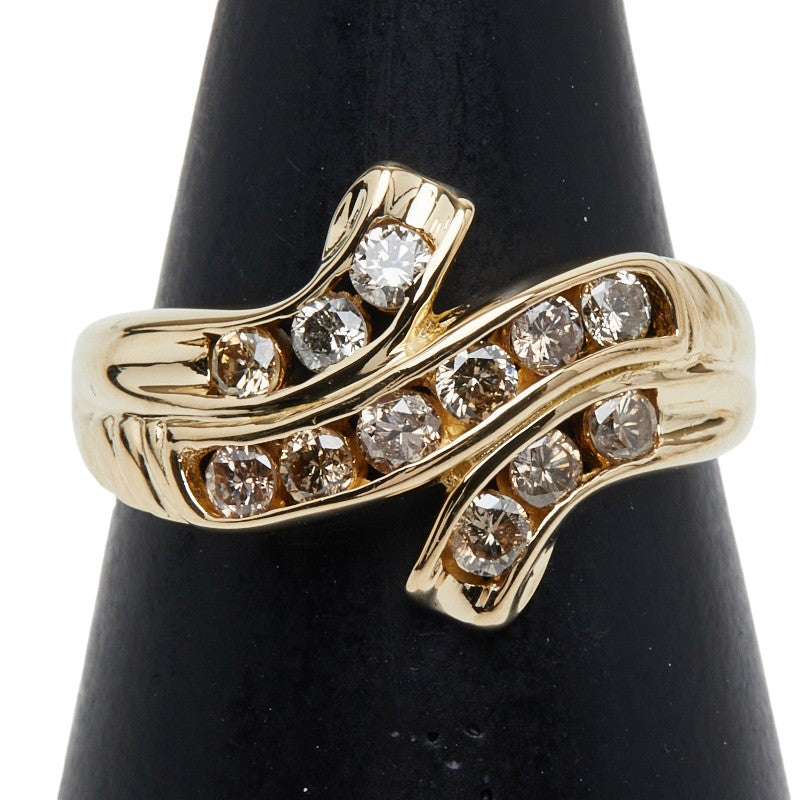 K18YG イエローゴールド ダイヤ0.60ct リング 指輪 レディース 11.5号 【中古】
