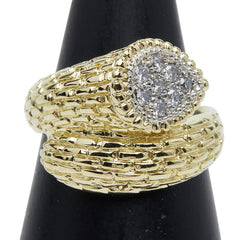 K18YG イエローゴールド Pt900 プラチナ ダイヤ0.31ct スネークモチーフ リング 指輪 レディース 15号 【中古】