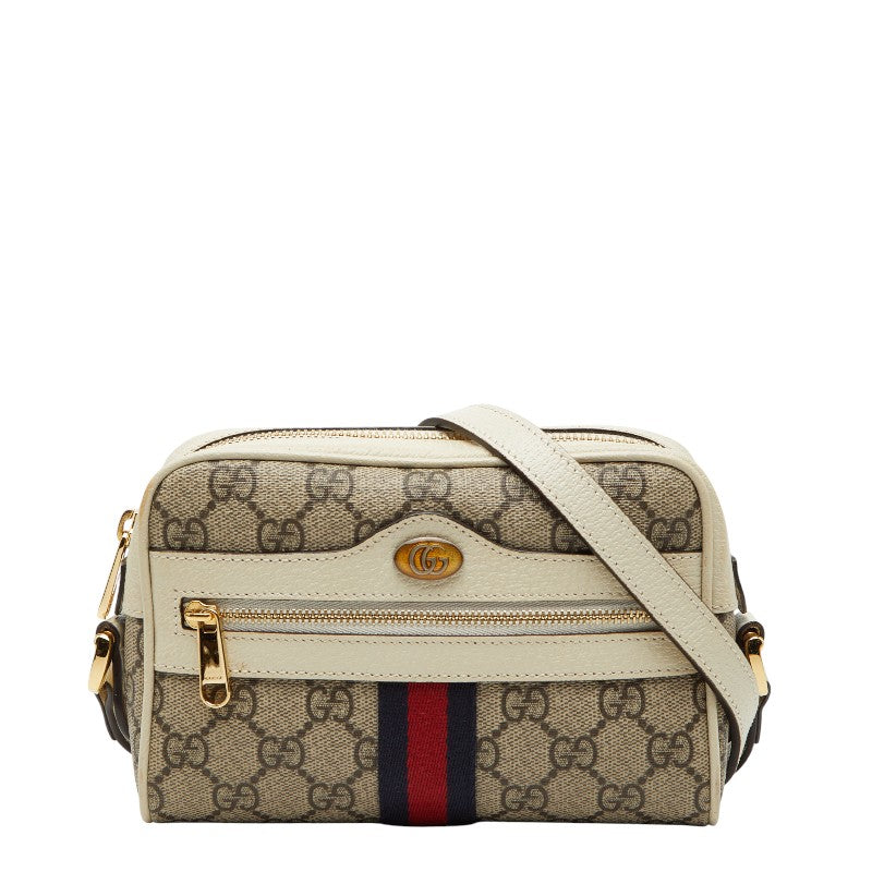 グッチ GGスプリーム オフディア 斜め掛け ショルダーバッグ 517350 ブルー ブラウン PVC レザー レディース GUCCI 【中古】