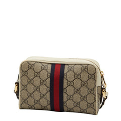 グッチ GGスプリーム オフディア 斜め掛け ショルダーバッグ 517350 ブルー ブラウン PVC レザー レディース GUCCI 【中古】