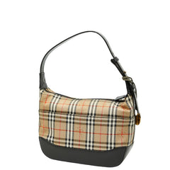 バーバリー ノバチェック シャドーホース ワンショルダーバッグ ベージュ マルチカラー キャンバス レザー レディース BURBERRY 【中古】