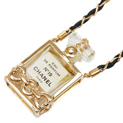シャネル No19 香水 ボトル モチーフ ネックレス ゴールド ブラック メッキ レディース CHANEL 【中古】