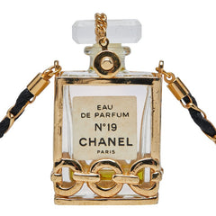 シャネル No19 香水 ボトル モチーフ ネックレス ゴールド ブラック メッキ レディース CHANEL 【中古】