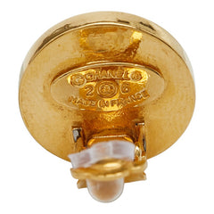 シャネル ココマーク ラウンド イヤリング ゴールド ブラック メッキ レザー レディース CHANEL 【中古】