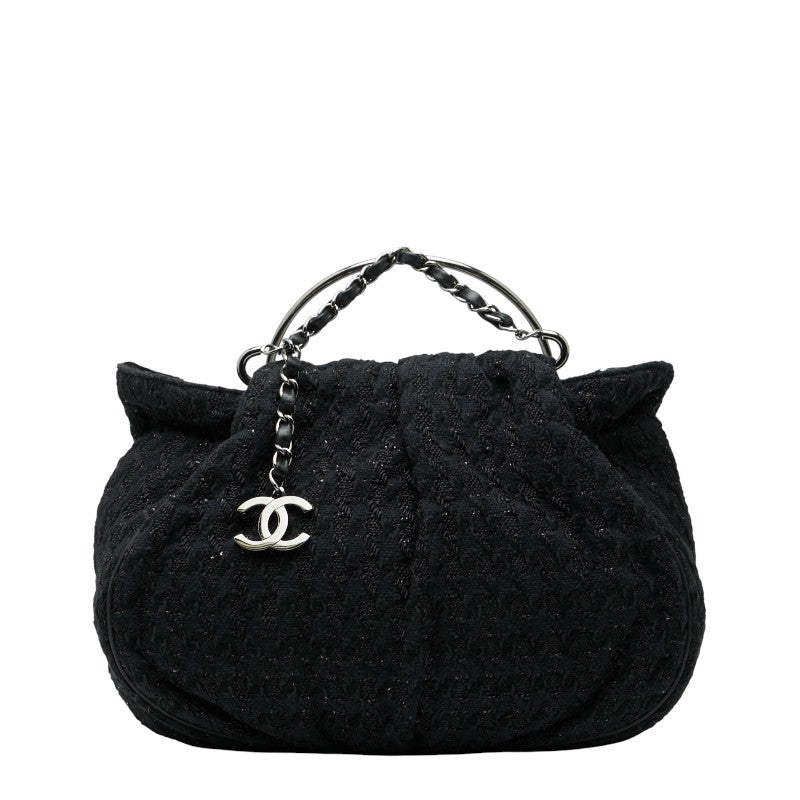 シャネル ココマーク ハンドバッグ ブラック ツイード レザー レディース CHANEL 【中古】