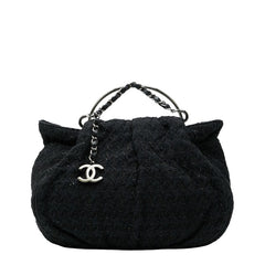 シャネル ココマーク ハンドバッグ ブラック ツイード レザー レディース CHANEL 【中古】