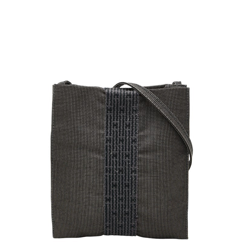 エルメス エールライン 斜め掛け ショルダーバッグ ポシェット グレー ブラック キャンバス レディース HERMES 【中古】