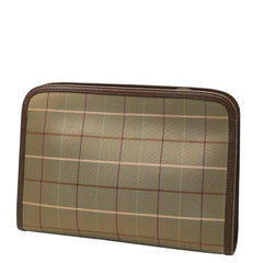 バーバリー チェック クラッチバッグ セカンドバッグ カーキ マルチカラー キャンバス レザー レディース BURBERRY 【中古】