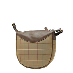 バーバリー チェック ショルダーバッグ カーキグリーン ブラウン キャンバス レザー レディース BURBERRY 【中古】