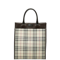 バーバリー ノバチェック トートバッグ ハンドバッグ ベージュ マルチカラー キャンバス レザー レディース BURBERRY 【中古】