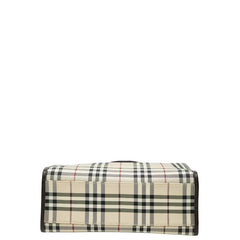 バーバリー ノバチェック トートバッグ ハンドバッグ ベージュ マルチカラー キャンバス レザー レディース BURBERRY 【中古】