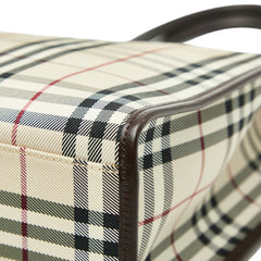 バーバリー ノバチェック トートバッグ ハンドバッグ ベージュ マルチカラー キャンバス レザー レディース BURBERRY 【中古】
