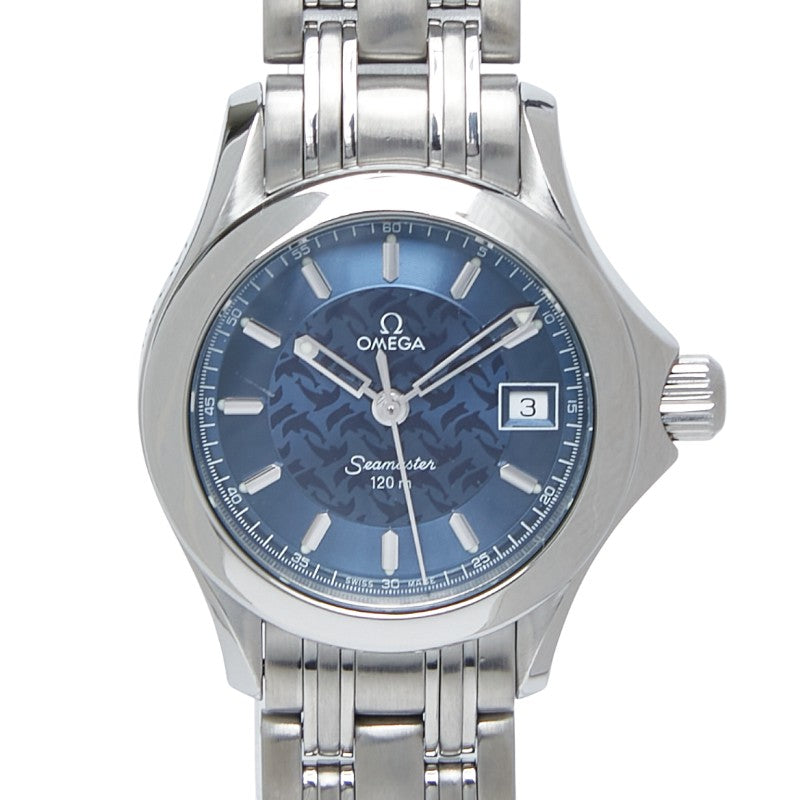 オメガ シーマスター120 ジャックマイヨール 2000本限定 腕時計 クオーツ ネイビー文字盤 ステンレススチール レディース OMEGA 【中古】
