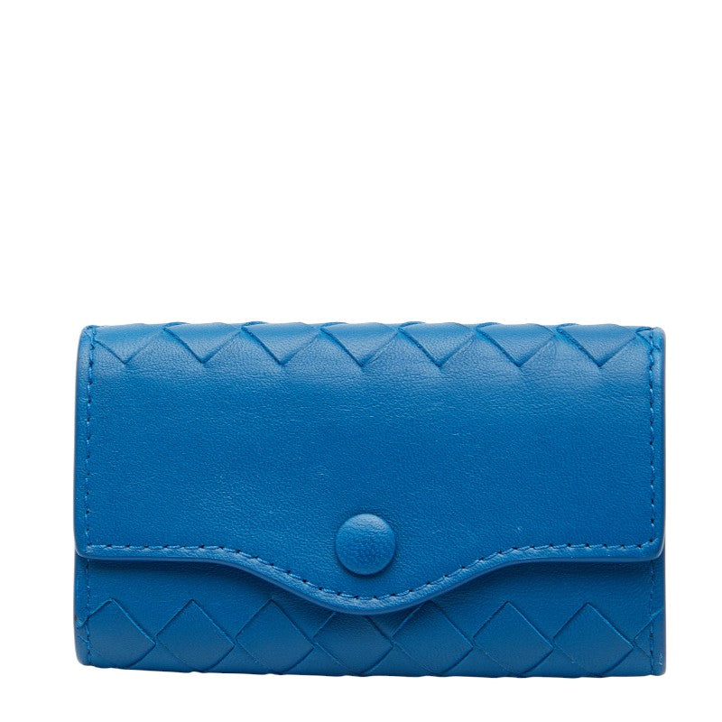 ボッテガヴェネタ イントレチャート キーケース 4連 ブルー レザー レディース BOTTEGAVENETA 【中古】